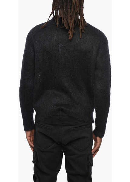 Pulovere DSQUARED2 Solid Color Mohair Blend Fuzzy Sweater Black Barbati (BM 19212125) 2