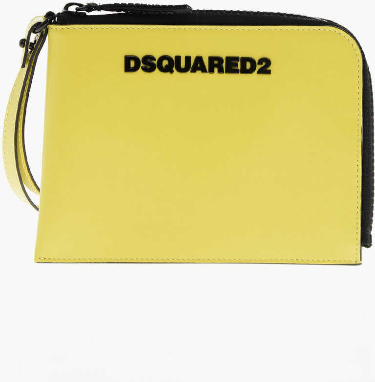 Portofele DSQUARED2 Leather Wallet With Neck Strap Yellow Barbati (BM 19212128) 1