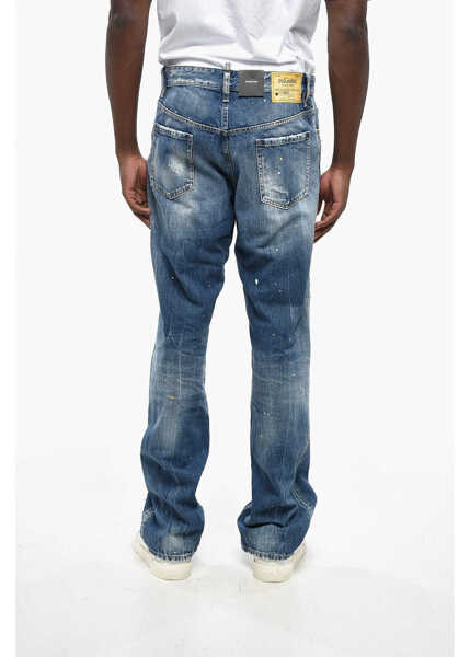 Blugi drepti DSQUARED2 Straight Leg Roadie Jeans With Patchwork Details 23Cm Blue Barbati (BM 19212155) 2