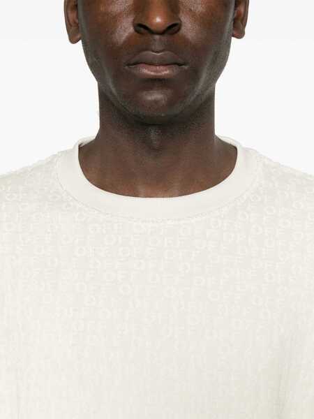 Tricouri Off-White Crew Neck Short-Sleeve T-shirt with all-Over Logo CREAM - CREAM Barbati (BM 19212347) 4