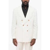 Sacouri Double-Breasted Pure Linen Blazer With Patch Pockets Barbati