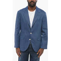 Sacouri Herringbone Linen Blend Slim Fit Blazer Barbati
