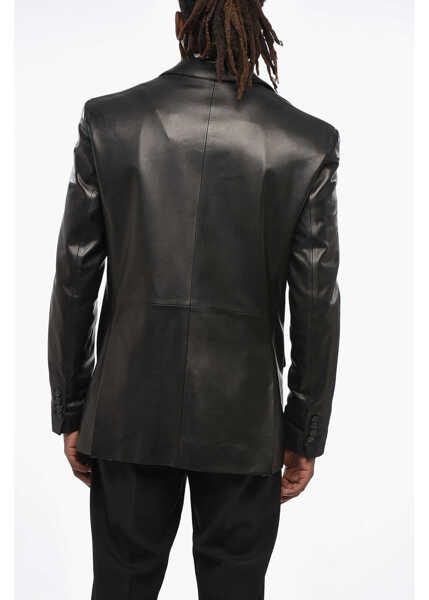 Sacouri DSQUARED2 Blazer Fit Leather Jacket Black Barbati (BM 19212503) 2