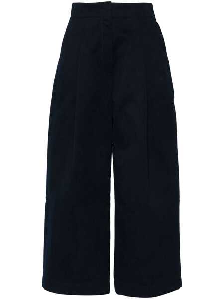 Pantaloni casual STUDIO NICHOLSON Studio Nicholson Cotton Wide-Leg Trousers BLUE Femei (BM 19215375) 1