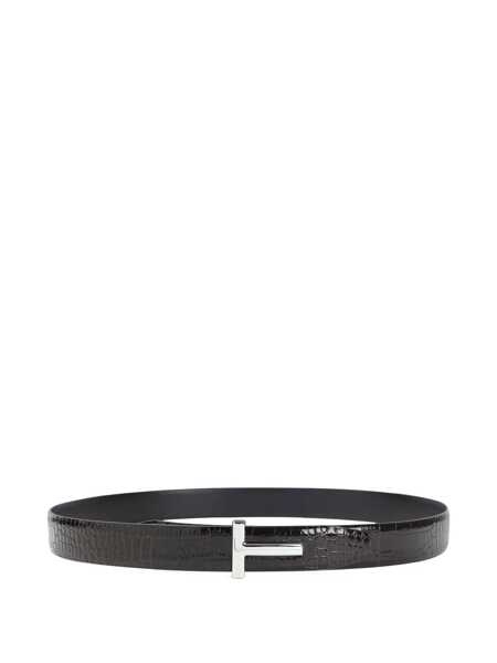 Curele Tom Ford Belt with crocodile print Brown Barbati (BM 19217331) 1
