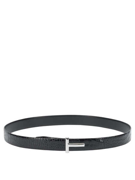 Curele Tom Ford Belt with crocodile print Black Barbati (BM 19217334) 1