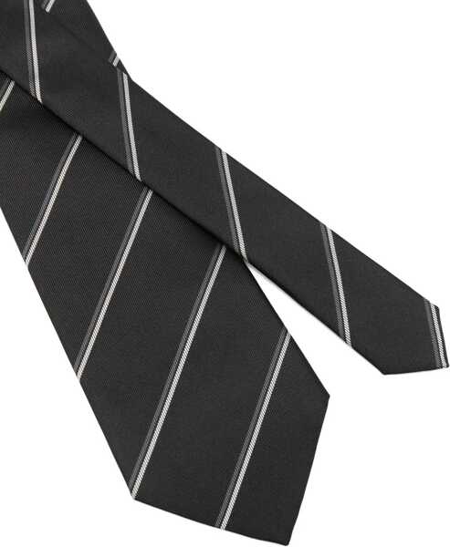 Cravate Saint Laurent Wide Striped Tie BLACK Barbati (BM 19217498) 3