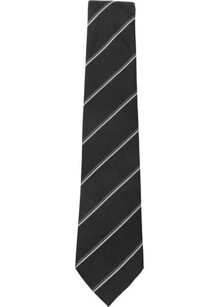 Cravate Saint Laurent Wide Striped Tie BLACK Barbati (BM 19217498) 1