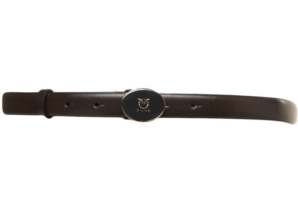 Curele Pinko Leather belt with logo buckle Brown Femei (BM 19217633) 1