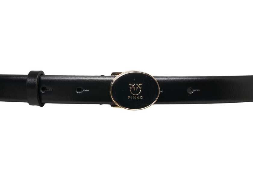 Curele Pinko Leather belt with logo buckle Black Femei (BM 19217633) 3