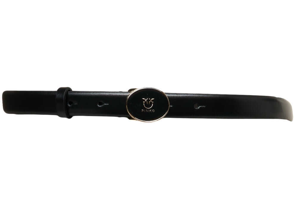 Curele Pinko Leather belt with logo buckle Black Femei (BM 19217633) 1