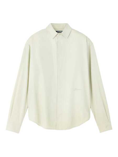 Camasi JACQUEMUS Simon Green Shirt With Logo Lettering On The Front In Cotton Man GREEN Barbati (BM 19221321) 1