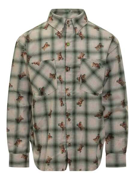 Camasi BARROW Barrow Barrow Green Plaid Shirt With Teddy Print GREEN Barbati (BM 19221729) 1
