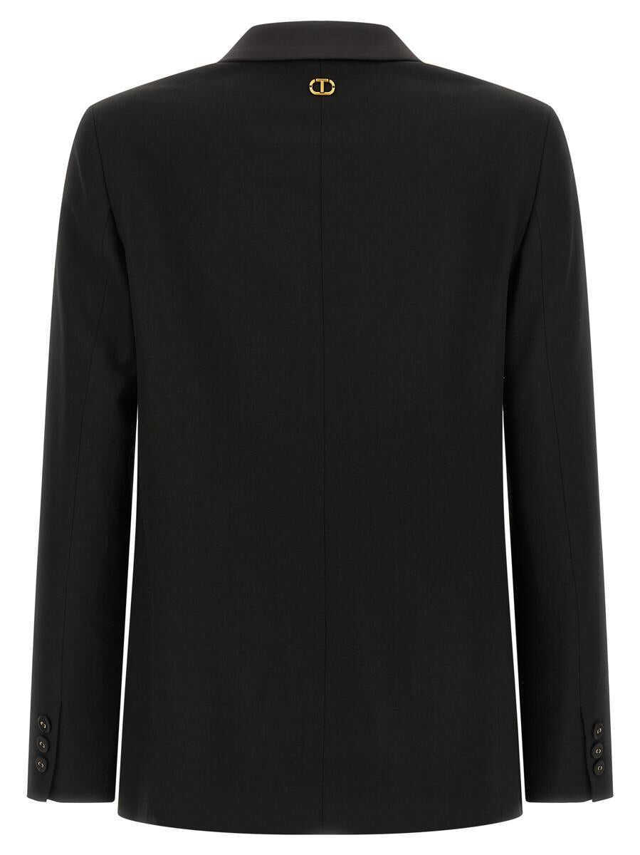 Geci TWINSET Twinset Satin Lapel Blazer Black Femei (BM 19222293) 2