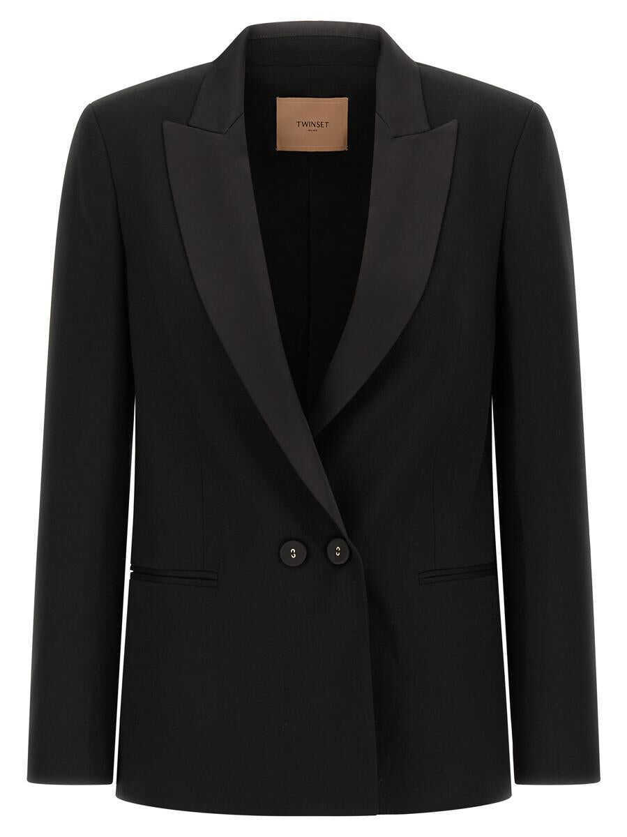 Geci TWINSET Twinset Satin Lapel Blazer Black Femei (BM 19222293) 1