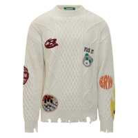 Pulovere BARROW Barrow Barrow White Sweater With Embroidered Patches