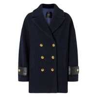 Paltoane 'Canederli' Blue Double-Breasted Coat With Wide Notched Revers In Wool Woman Femei