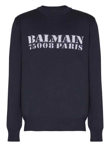 Pulovere Balmain Balmain Logo Sweater BLUE Barbati (BM 19224147) 1