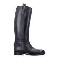 Pantofi cu toc Burberry Leather Cavalier Boots With Buckle Detail Femei