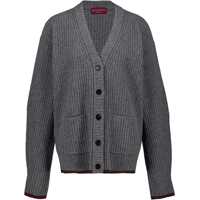 Cardigane Ribbed Knit Wool Cardigan Femei