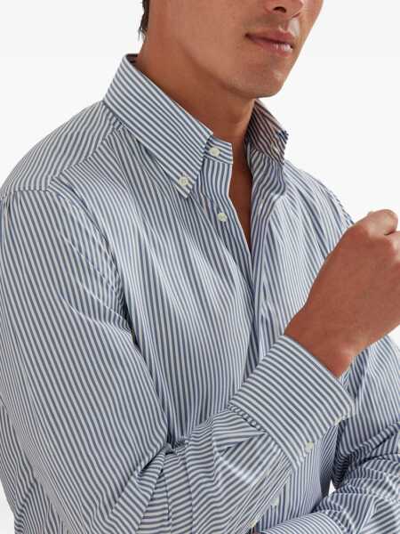 Camasi casual Brunello Cucinelli Striped long-sleeve Cotton Shirt AZZURRO Barbati (BM 19226732) 5
