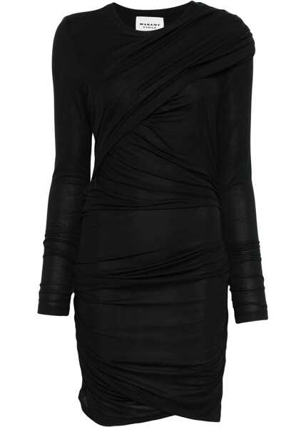 Rochii ISABEL MARANT ETOILE Denise short dress in draped jersey BLACK Femei (BM 19226792) 1
