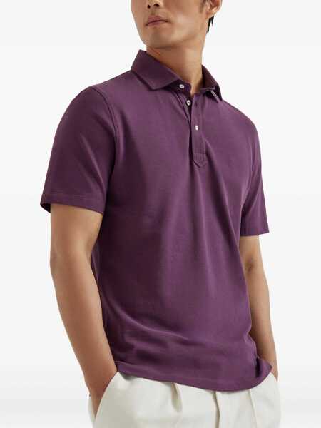 Tricouri Polo Brunello Cucinelli Monochrome Polo Shirt RADICCHIO Barbati (BM 19226840) 3