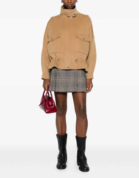 Paltoane Pinko Double Wool-blend fabric Caban with high collar CAMMELLO Femei (BM 19226855) 2