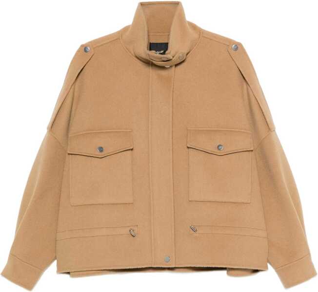 Paltoane Pinko Double Wool-blend fabric Caban with high collar CAMMELLO Femei (BM 19226855) 1