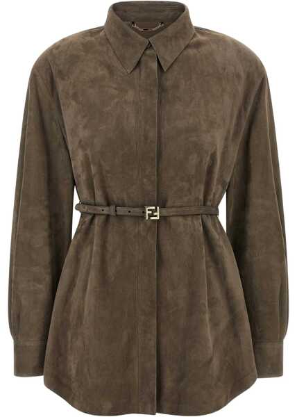 Camasi casual Fendi Suede Leather Shirt SMOKE-25 Femei (BM 19226858) 1