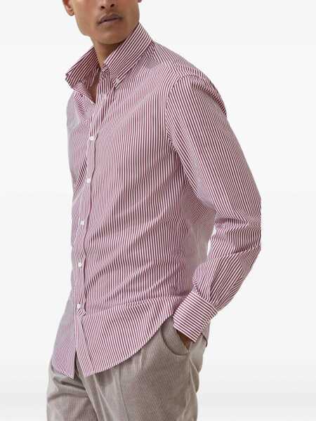 Camasi casual Brunello Cucinelli Striped long-sleeve Cotton Shirt AMARANTO Barbati (BM 19226870) 2