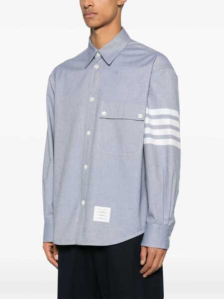 Camasi casual Thom Browne Flannel 4-Bar Shirt LIGHT BLUE Barbati (BM 19226873) 3
