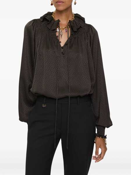 Bluze Burberry Geometric Silk Blouse HAWK BROWN IP PAT Femei (BM 19227149) 2