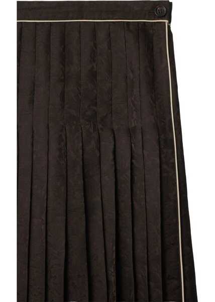 Fuste Burberry Sunflower Pleated Silk Skirt HAWK BROWN IP PAT Femei (BM 19227164) 2