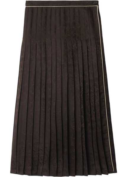 Fuste Burberry Sunflower Pleated Silk Skirt HAWK BROWN IP PAT Femei (BM 19227164) 1
