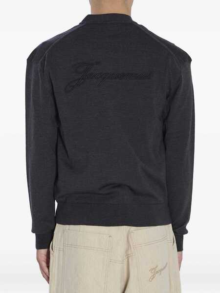 Cardigane JACQUEMUS V-neck Merino Wool Cardigan DARK GREY Barbati (BM 19227332) 4