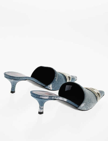 Saboti Diesel Denim Venus Mules With Front Logo 5Cm Light Blue Femei (BM 19227350) 2