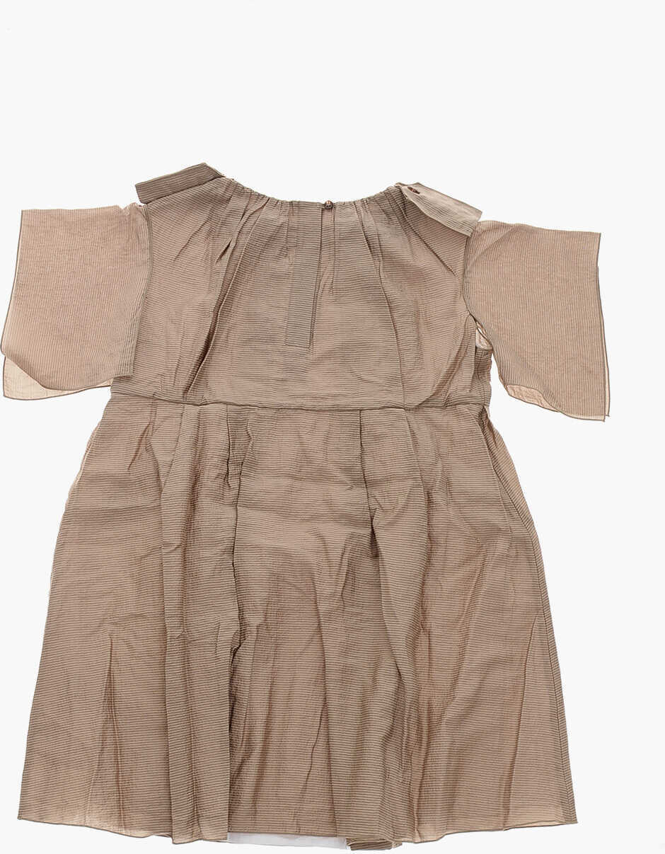 Rochii Burberry Kids Solid Color Rochelle A-Line Dress With Decorative Buttons Beige Fete (BM 19227383) 3