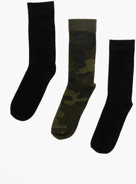 Sosete Diesel Cotton And Nylon Skm-Raythreepack-R 3 Pairs Socks With Monog Black Barbati (BM 19227389) 3