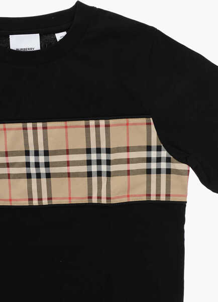 Tricouri Burberry Kids Cotton Crewneck T-Shirt Cedar With Iconic Band Black Baieti (BM 19227392) 2