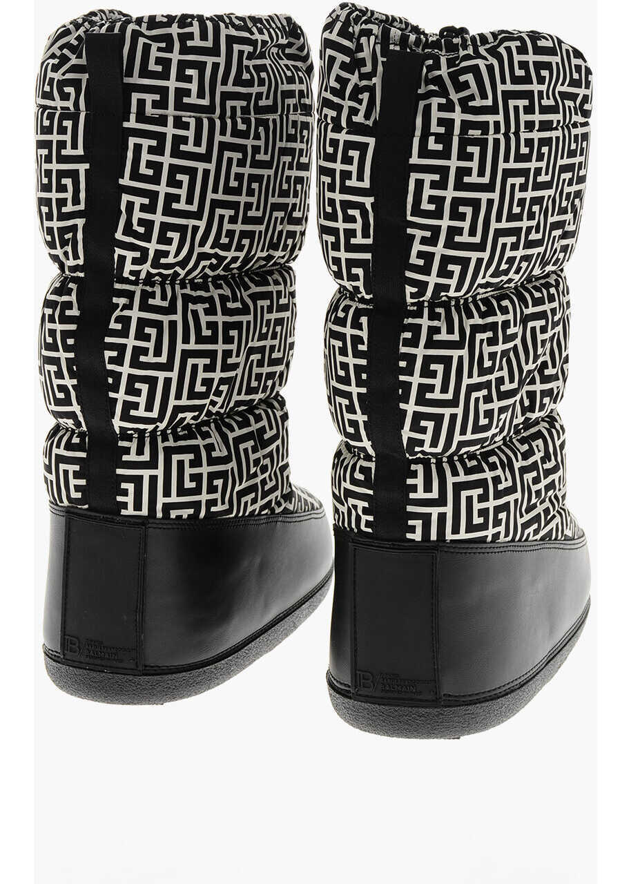 Ghete Balmain Nylon Snow Boots With All-Over Monogram Black & White Barbati (BM 19227413) 2