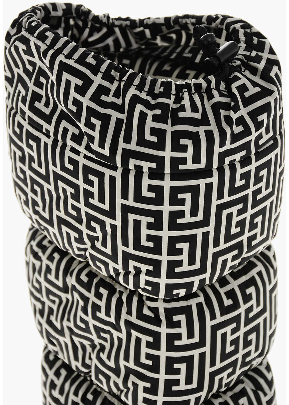 Ghete Balmain Nylon Snow Boots With All-Over Monogram Black & White Barbati (BM 19227413) 4
