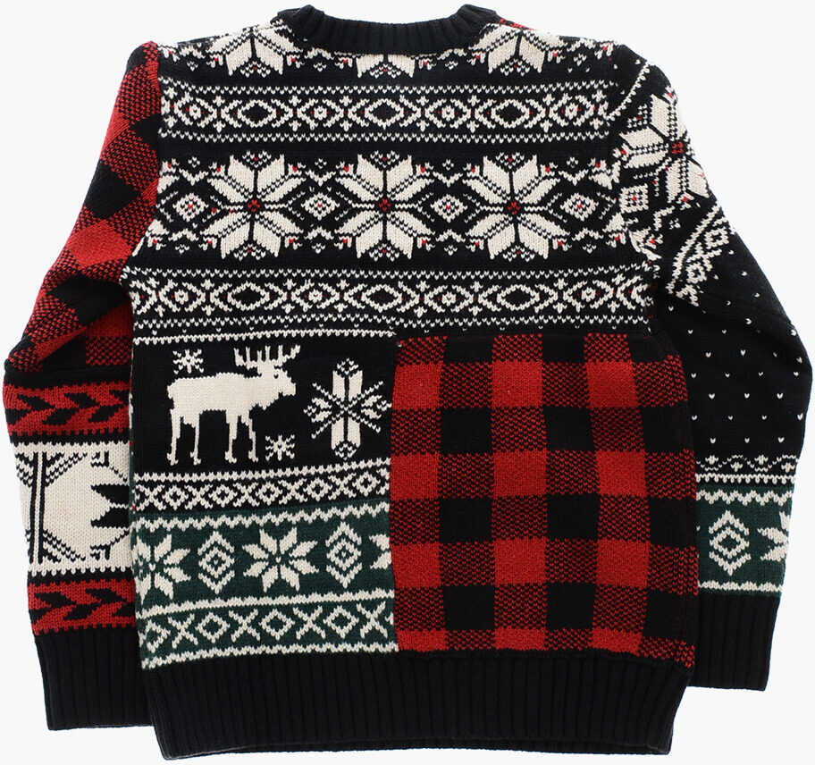 Pulovere Ralph Lauren Crewneck Holiday Wool-Blend Sweater Embroidered All-Over Black Baieti (BM 19227440) 3