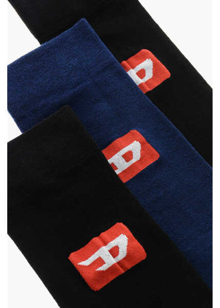 Sosete Diesel Cotton And Nylon Skm-Raythreepack-R 3 Pairs Socks With Monog Blue Barbati (BM 19227473) 2
