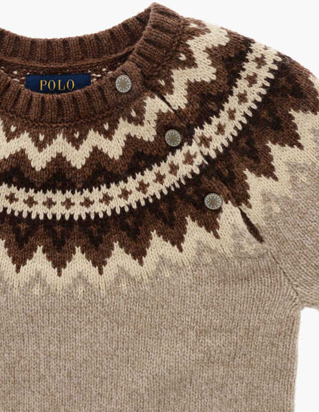 Pulovere Ralph Lauren Embridered Wool Blend Holiday Crew-Neck Sweater With 3-Butto Beige Baieti (BM 19227506) 2