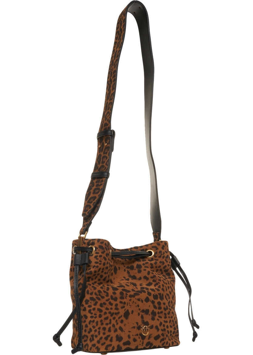 Genti de mana Pinko Bucket bag with animal print Brown Femei (BM 19227638) 3