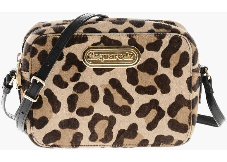 Genti tip postas DSQUARED2 Animal Patterned Ponyskin Crossbody Bag Brown Femei (BM 19227869) 1