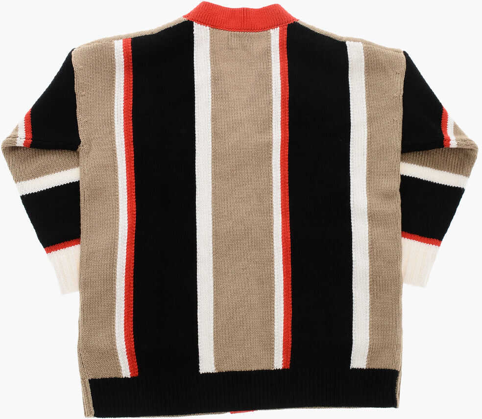 Cardigane Burberry Kids V-Neck Wool Cardigan With Logo Patch Multicolor Baieti (BM 19227872) 3