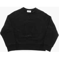 Bluze de trening Moncler Fleeced Cotton Crew-Neck Sweatshirt With Rhinestone Embellis