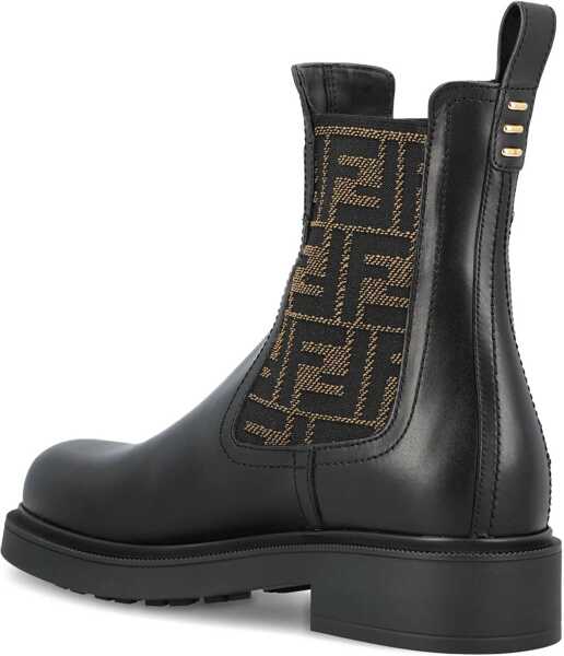 Bocanci casual Fendi FF leather and fabric Ankle Boots NEROBLACK AVANA Femei (BM 19228010) 4